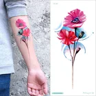 Тату на руку на запястье, временная татуировка, цветок, лотос, роза, пион, тату, цветная переводная наклейка на воде, уникальные цветы