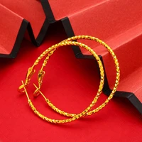 4cm big circle hoop earrings women classic jewelry yellow gold filled largle round earrings gift