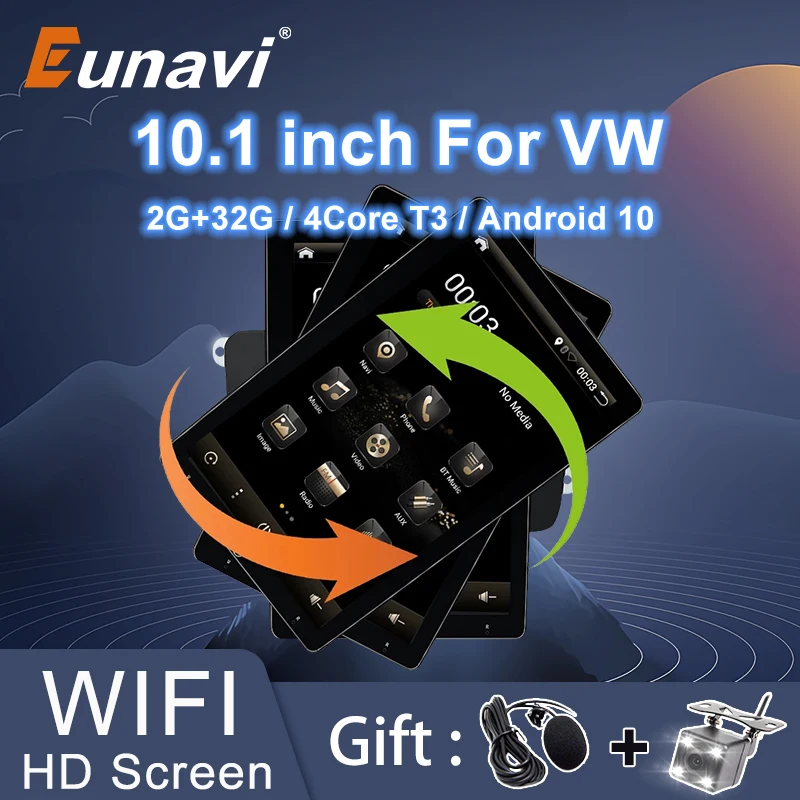Eunavi 2 DIN Android автомобильное радио для VW Passat B6 CC Polo GOLF 5 6 Touran Jetta Tiguan Magotan Seat