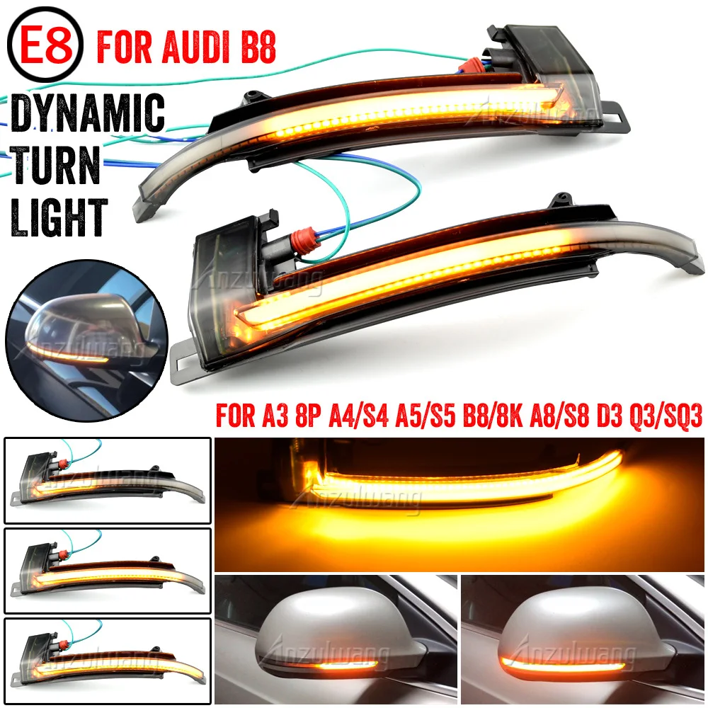 

LED Dynamic Turn Signal Light Flowing Water Blinker For Audi A4 A5 B8.5 B8 RS5 RS3 A3 8P S5 RS4 A6 Q3 A8 8K Flashing Light