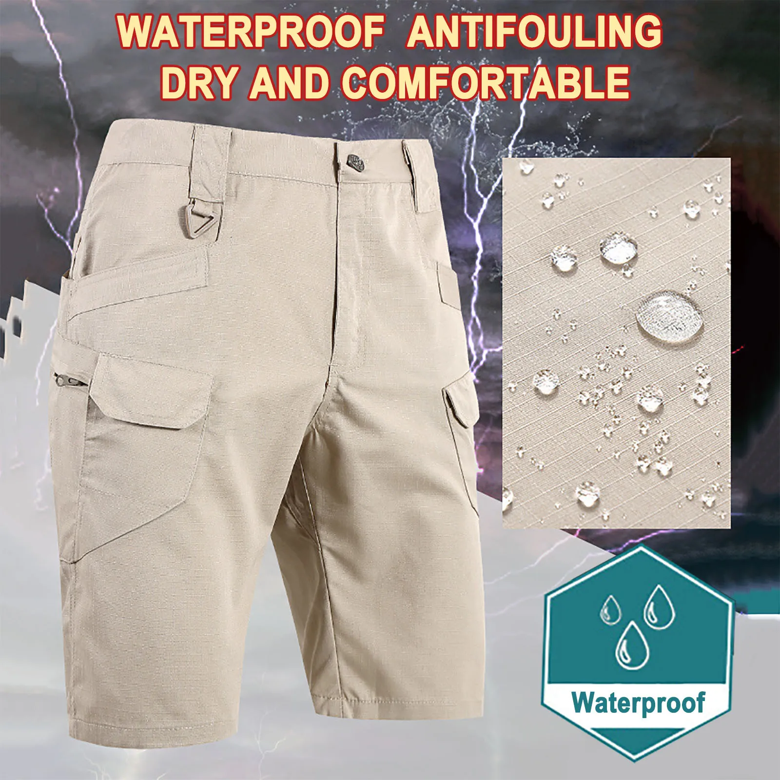 

Мужские водонепроницаемые и устойчивые к царапинам короткие брюки с несколькими карманами для улицы