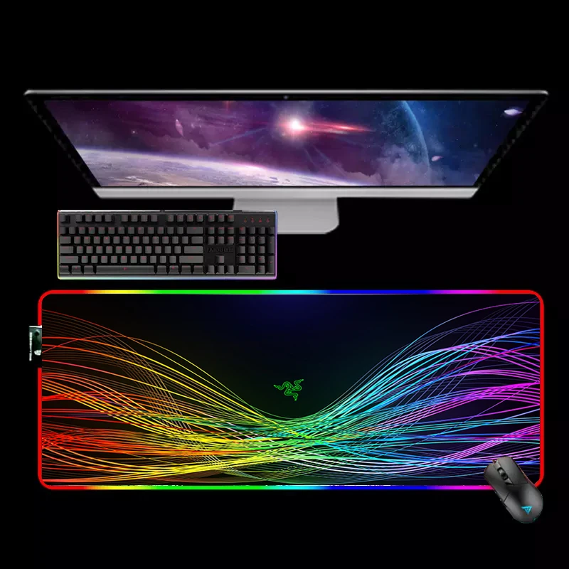 

Gamer Desk Accessories Anime Mouse Pad Razer Desk Mat Cute Pad on the Table Gaming Deskmat Rgb Mousepad Led Varmilo Manga Carpet