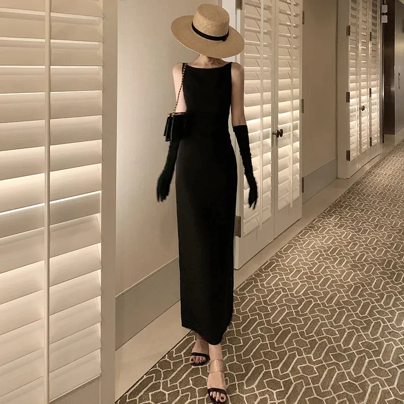 

sexy thin shoulder strap halter sleeveless summer ladies sling bag hip dress elegant tight party dress 2021