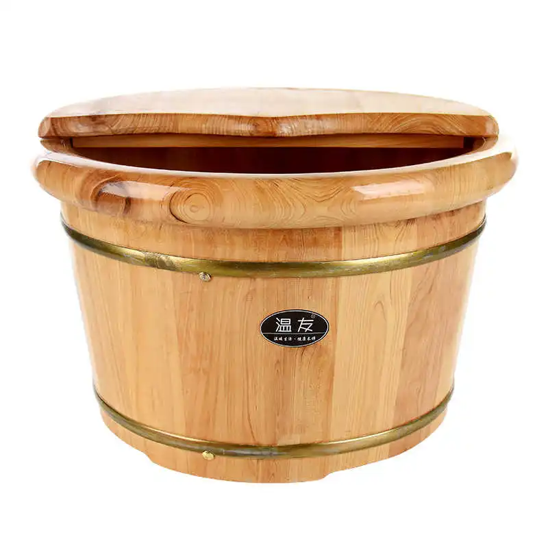 

Cordia Shining Free Shipping Thick Pedicur Foot Bucket Wooden With Lid 26cm Insulation Environmental Protection Foot Barrel