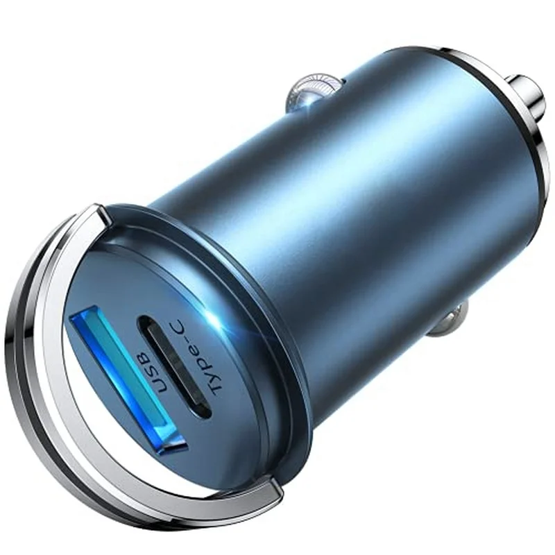 

45W Fast USB C Car Charger Dual Port USB PD QC3.0 Quick Charging for IPhone 12 Pro Max XR Galaxy S21 Pull Ring Mini Car Charge