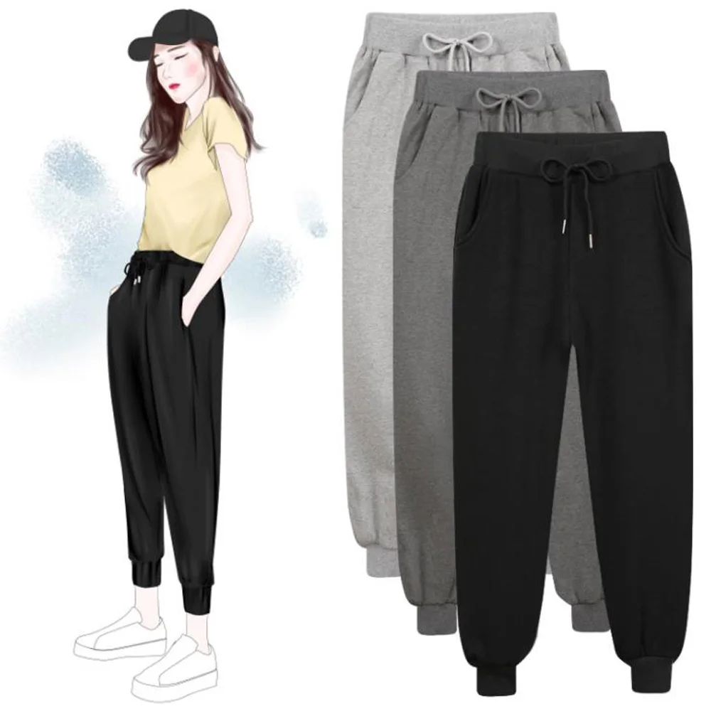 

2020 Winter Women Gym Sweatpants Workout Fleece Long Trousers Solid Joggers Thick Warm Female Casual Pants Plus Size 5xl 6xl