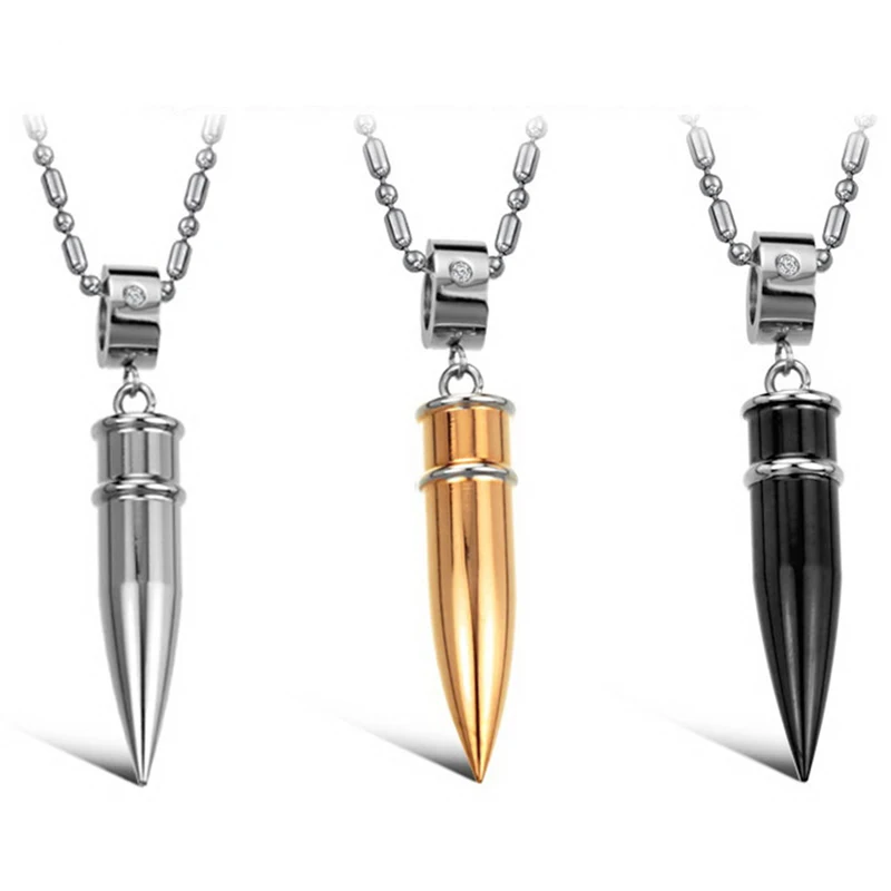 Властное мужское ожерелье с подвеской в виде головы пули подвеска из нержавеющей