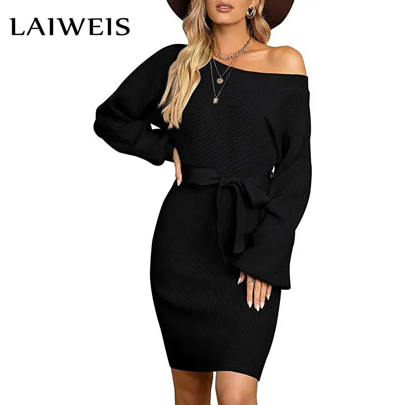 

LAIWEIS женское осеннее женское сексуальное облегающее платье с открытыми плечами, женские элегантные деловые платья для офиса
