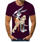 Футболки для мужчин и женщин в стиле Харадзюку, футболка оверсайз с 3D принтом зайца страстных танцев, красивый и крутой белый кролик, с коротким рукавом