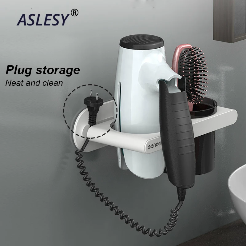 Пластиковый фен для волос держатель настенное крепление полки хранения