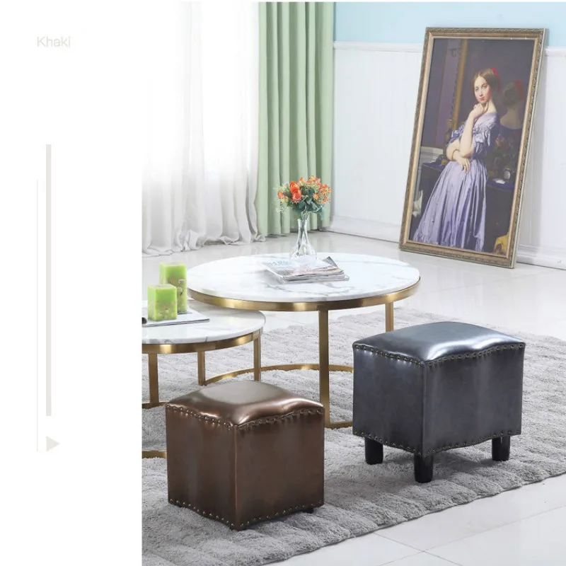 Индивидуальный кожаный топ античный квадратный деревянный стул диван модные