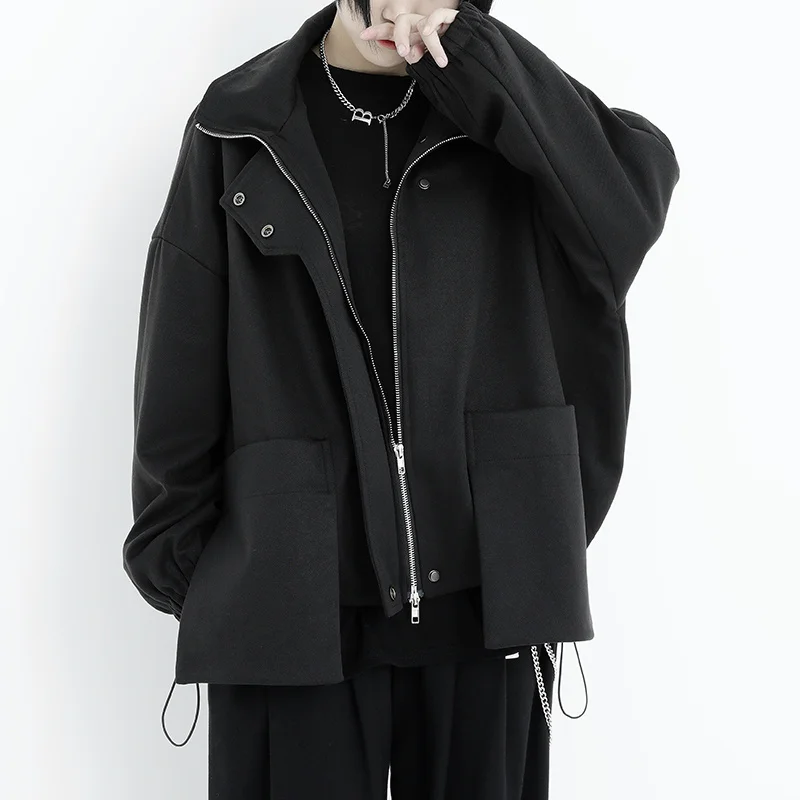 

XUXI Women Short Coat Autumn Winter 2021 Thin Korean Zipper Splicing Long Sleeve Cardigan Fashion Stand-up Collar Coat E4528