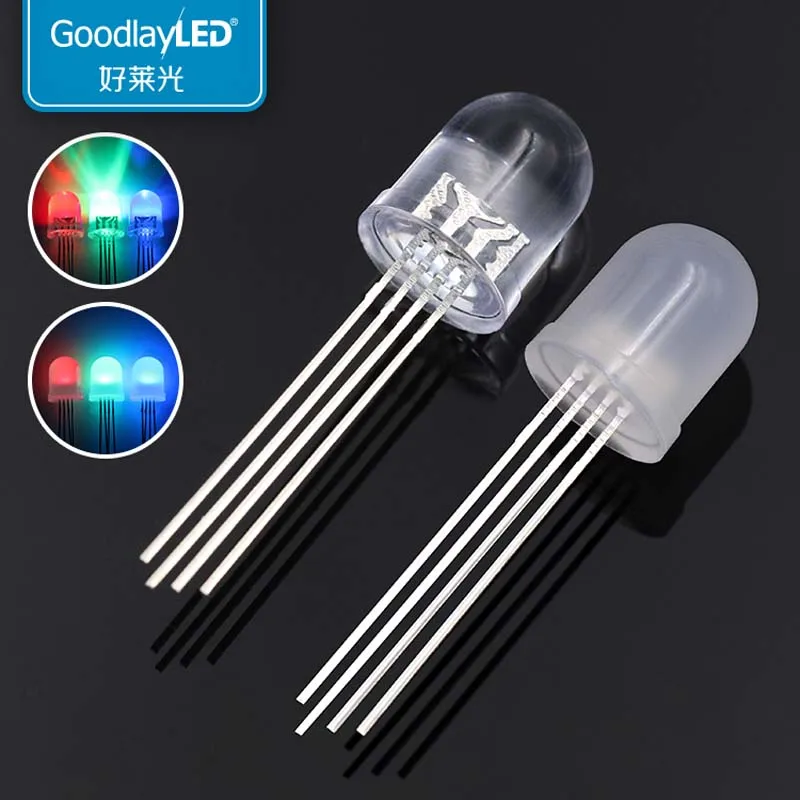 1000PCS RGB 10mm multicolor led diode round package full-color DIP LED Common cathode/anode