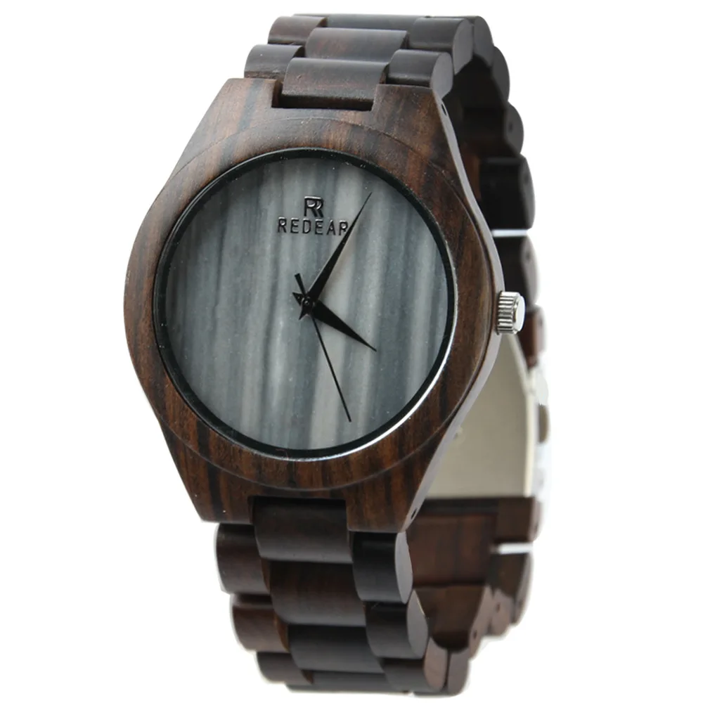 Famous Brand Ebony Wooden Watch Marble Surface Ebony Men and Women Wooden Watch   womens watches