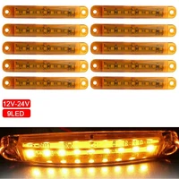 10pcs amber 9 led sealed side marker clearance light signal light 12v for car truck trailer lorry