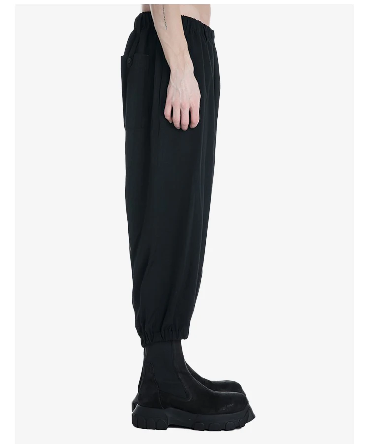 Black loose-footed ninth pants male Japanese retro wild pleated tapered feet long trousers | Повседневные брюки