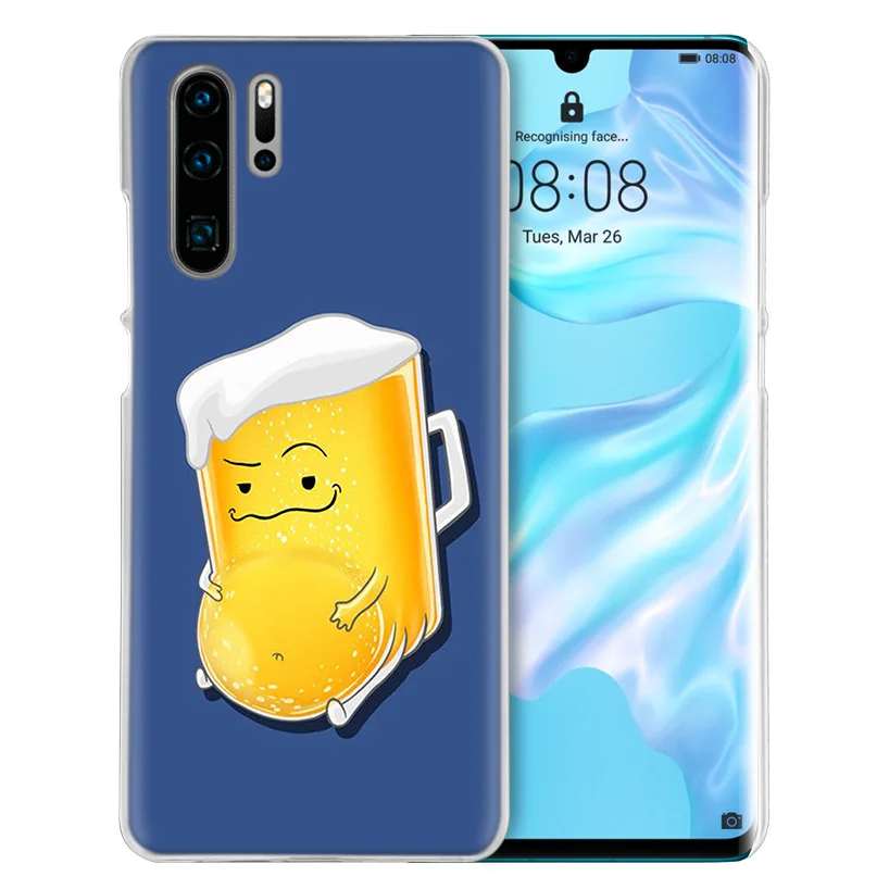 Жесткий чехол-накладка из поликарбоната для huawei Honor P20 mate 20 10 P10 P9 P8 8X9 Lite P Smart+ Plus Nova 3i прозрачный чехол с изображением пива