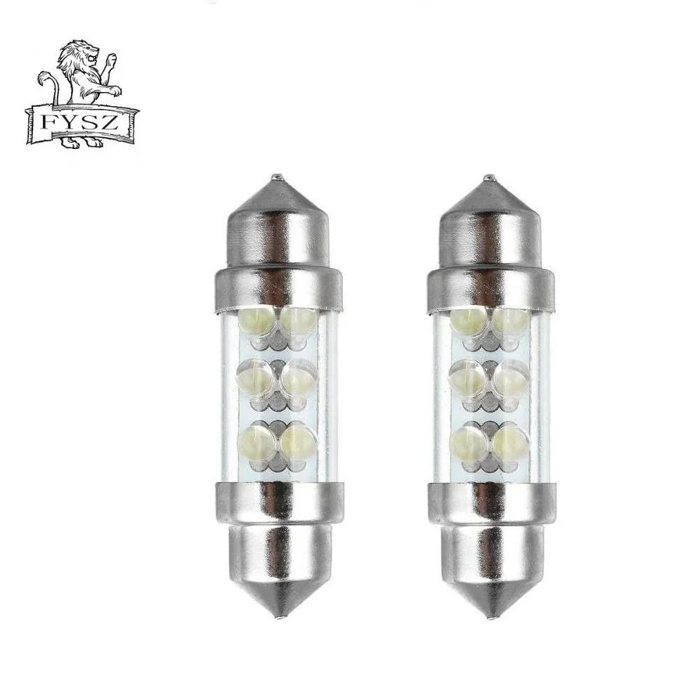 2 шт. авто Интерьер лампы Festoon 41mm Led C5W C10W 6 SMD светильник излучающий диод из белого
