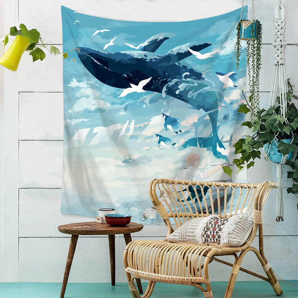 Гобелен с животными Fish декоративное художественное настенное богемное