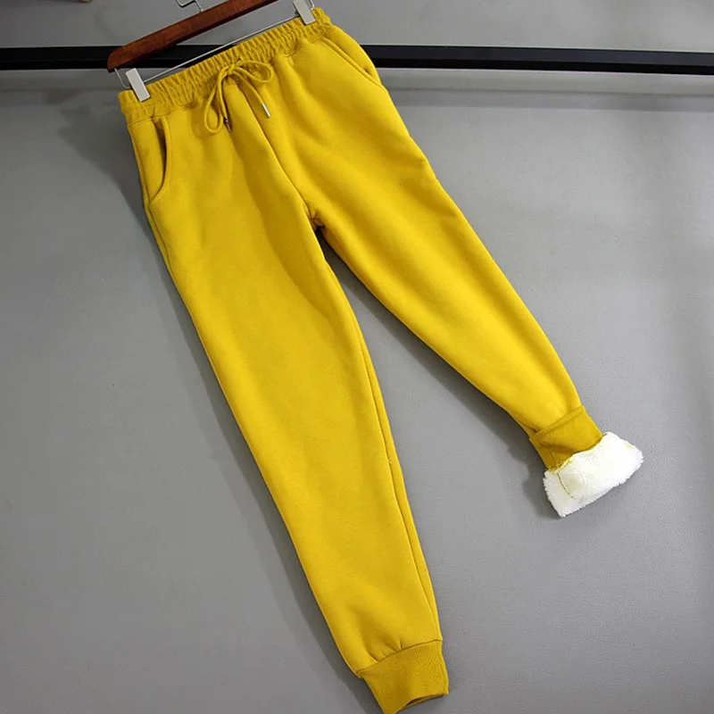 Зимние женские хлопковые утепленные теплые тренировочные брюки с имитацией