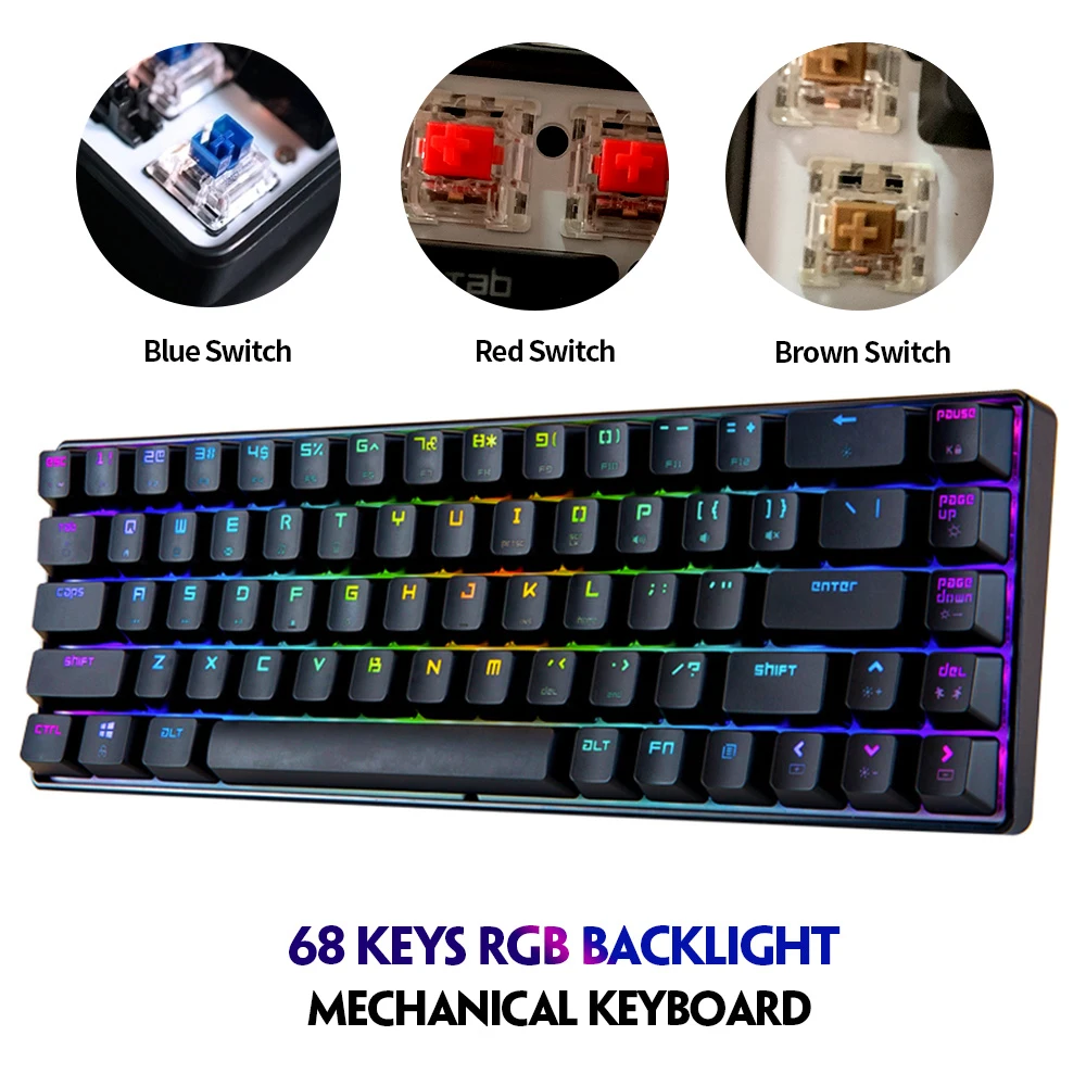 Механическая игровая клавиатура Magic Refiner MK14 RGB с 68 клавишами синий красный