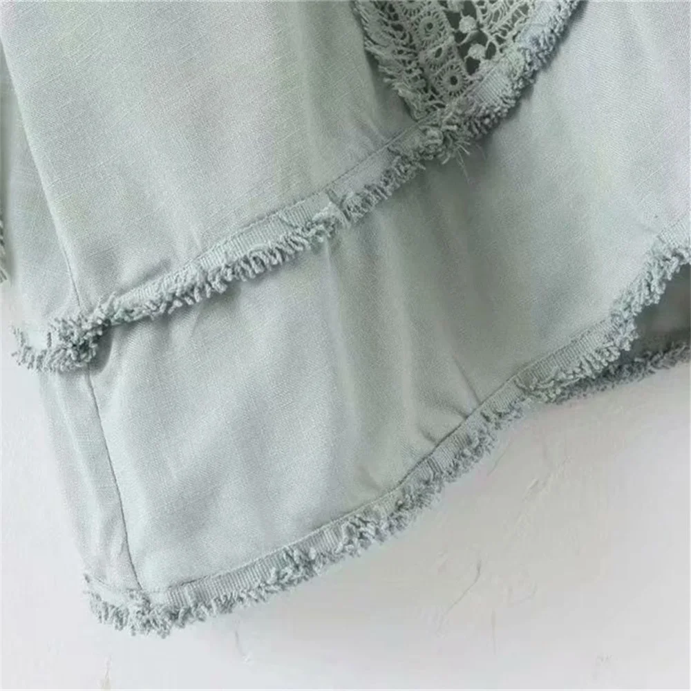 Мини платье женское весеннее кружевное с рукавами фонариками и