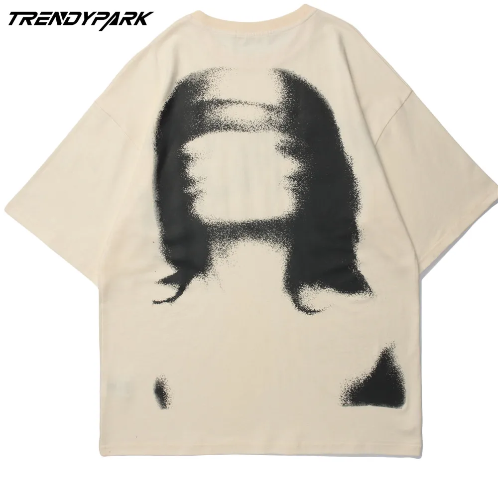 

Men's T-shirt 2021 New Summer Short Sleeve Goth Shadow Printed Oversized Cotton Casual Harajuku Streetwear Top Tshirts Clothing