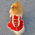 Рождественское платье для девочек с рисунком собаки; Теплая юбка с изображением щенка; Теплая одежда; Сезон осень-зима; Красная юбка для домашних животных; Нарядное теплое платье