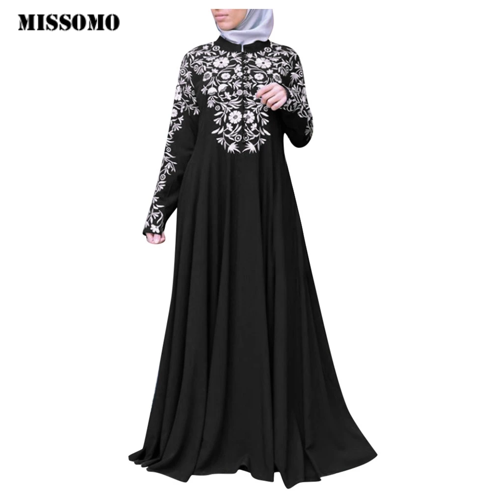MISSOMO Vestidos Women Muslim Dress Kaftan Arab Jilbab Abaya Islamic Lace Stitching Maxi Dress girl clothes women long dresses 8