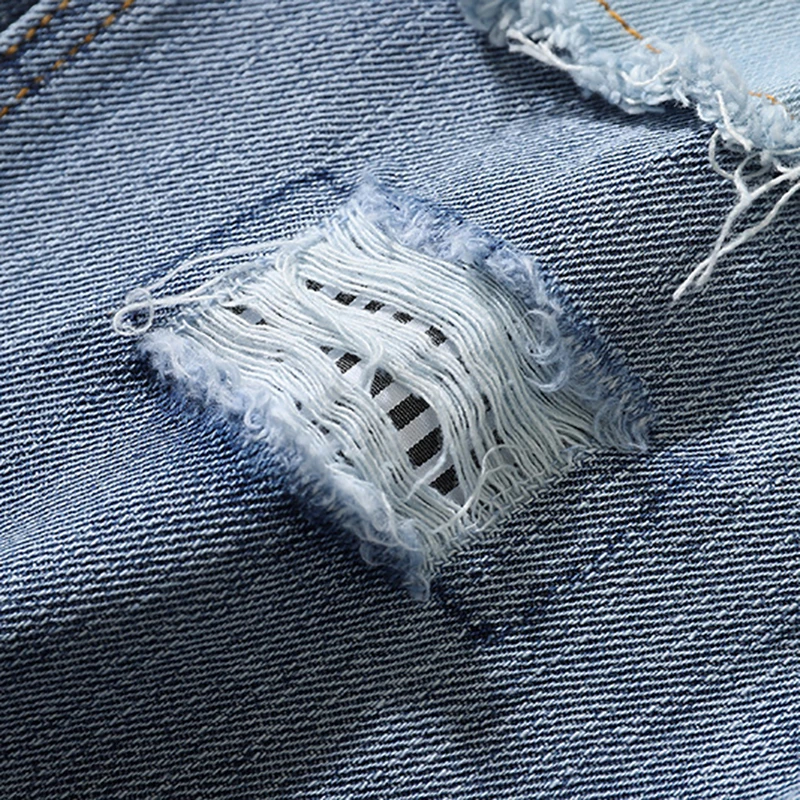 

Distressed Ripped Jeans Men Motorcycle Holes Denim Pants Fashion Patchwork Zipper HipHop Jeans Homme Denim