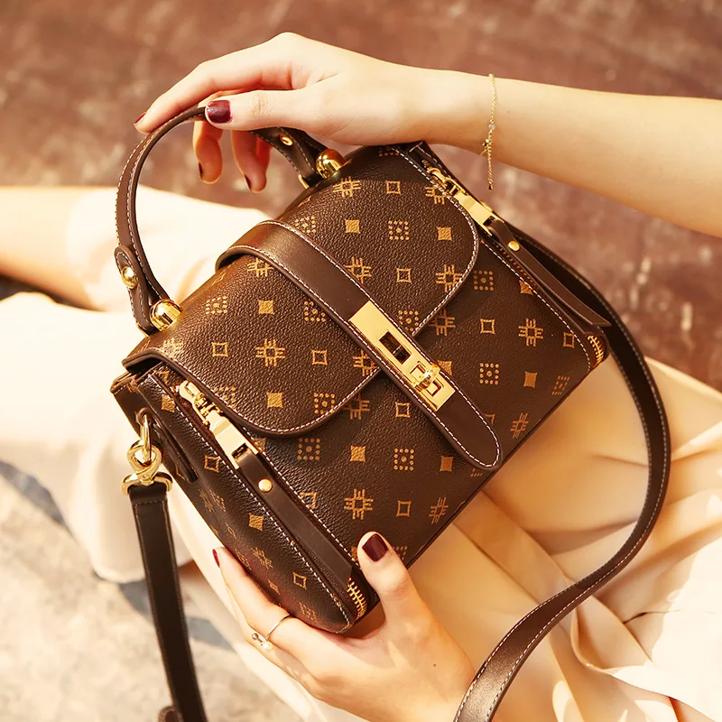 

Tote Bags for Women New Fashion All-match Bucket Bag Leather Retro Printing One-shoulder Messenger Purses and Handbags Sac