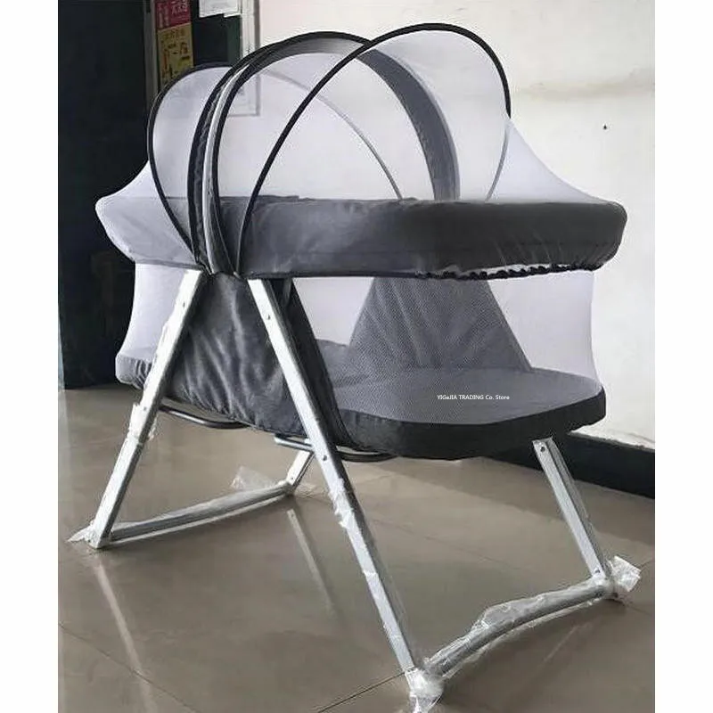 Портативная детская кроватка с москитной сеткой качающаяся люлька 2 в 1 для