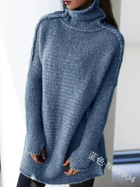 

WEPBEL Long Sleeve Pullovers Top Sweaters Women Pullover Sweater Turtleneck Fashion Warm Solid Color