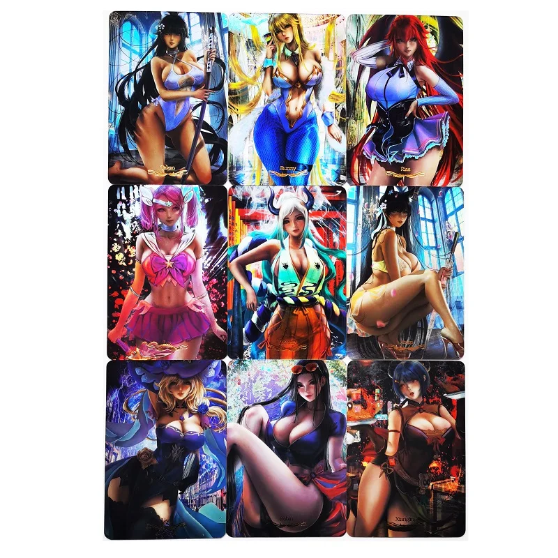 Set de 9 unids/set ACG Beauty, Lisa, Atago, conejo, chicas sexys, juguetes bronceadores, pasatiempos, coleccionables, tarjetas de colecci&oacute;n de juegos de Anime-0