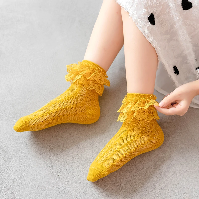 Children Socks Cotton Spring And Autumn Girls Lace Socks Little Girls Socks Baby Socks Teenage Princess Socks Lace Dance Socks
