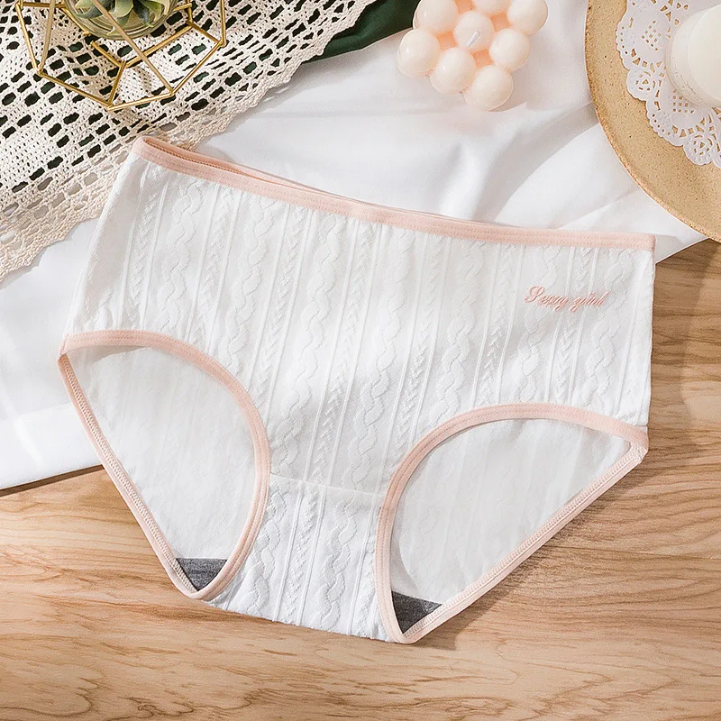

AIJOLEN New Twist Cotton Panties Antibacterial Seamless Briefs Mid-waist Sexy English Letters Women's Underwear Ladies Underpant