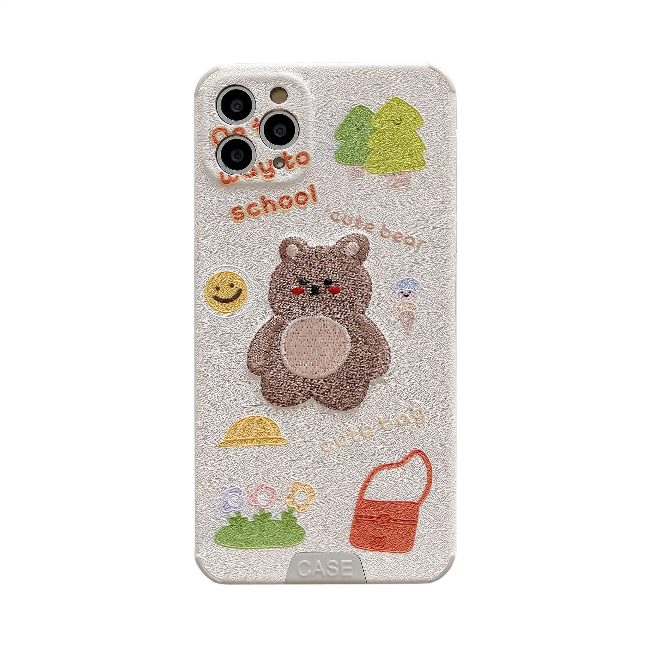 

Silk embroidered bear is suitable for iphone11ProMax mobile phone cases 7 / 8plus x xsmax xr protective cover