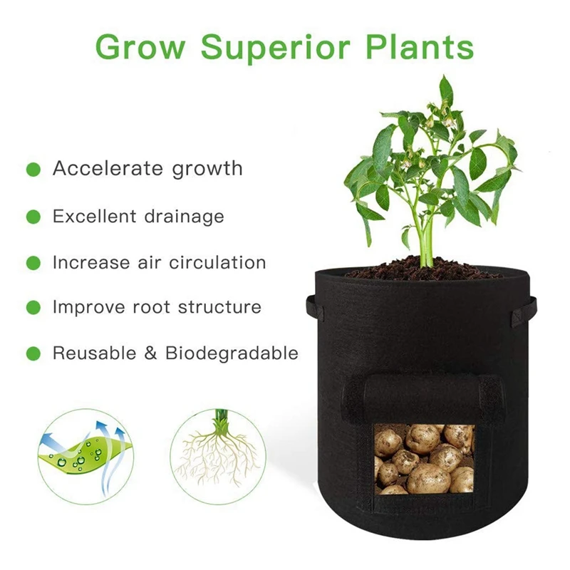 

14 Pcs Potato Grow Bag, Garden Planting Bags 7 Gallon & 2 Gallon