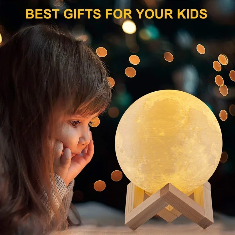 

LED Night Light 3D Print Moon Lamp Rechargeable Color Change 3D Light Touch Moon Lamp Children's Lights Night Lamp Voice Control
