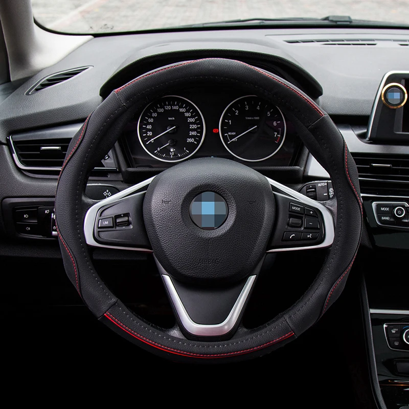38cm Leather Universal Car Steering-wheel Cover 37CM-38CM Car-styling Sport Auto Steering Wheel Covers Anti-Slip | Автомобили и