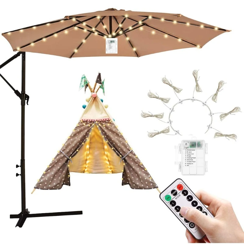 

Parasol LED String Lighting Remote Control Waterproof Light for Outdoor Beach Swimming Pool Tent Garden Backyard Wedding Q0KA