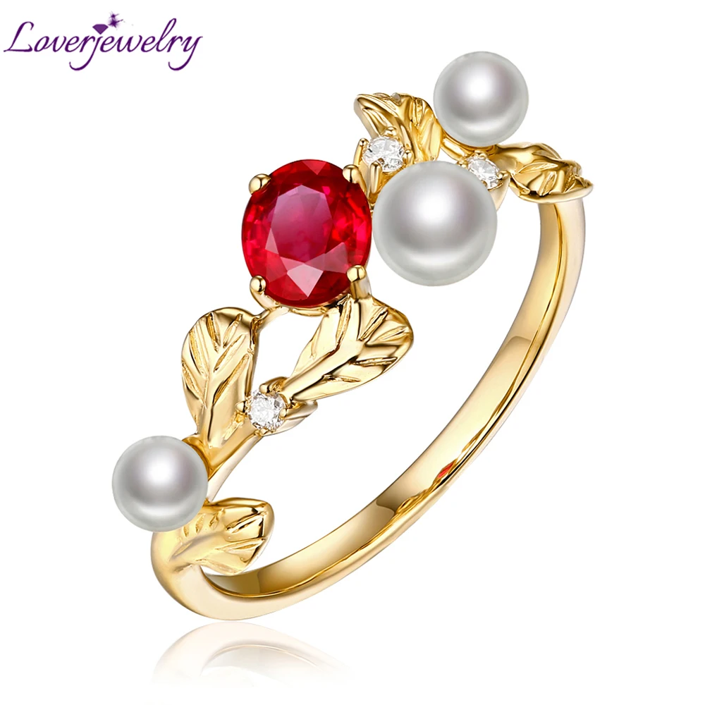 Женское кольцо с изумрудом LOVERJEWELRY желтое и жемчугом 14 карат Подарок на