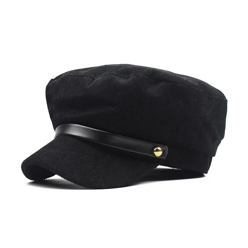 Английская красная военная шапка из чистого хлопка вельветовая в полоску