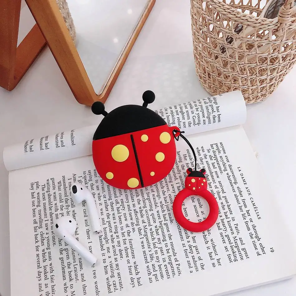 306 Чехол для наушников с медведем для Airpods, силиконовый чехол с Китом для Apple Air pods 2, чехол Beetle для наушников, чехол для наушников с кольцом - Цвет: 306