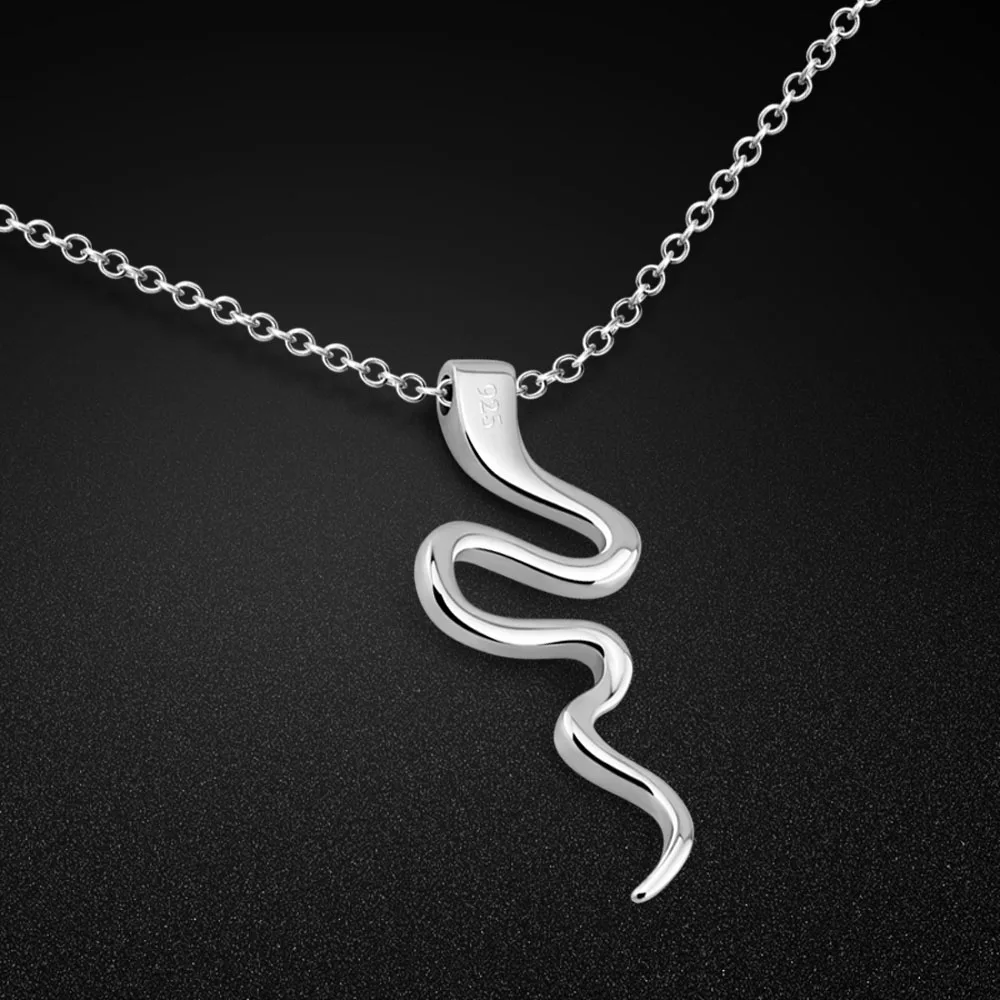 

Minimalist Women's Necklace Original 925 Sterling Silver Snake Pendant Chokers Necklace Clavicle Chain 41-46CM Charm Jewelry