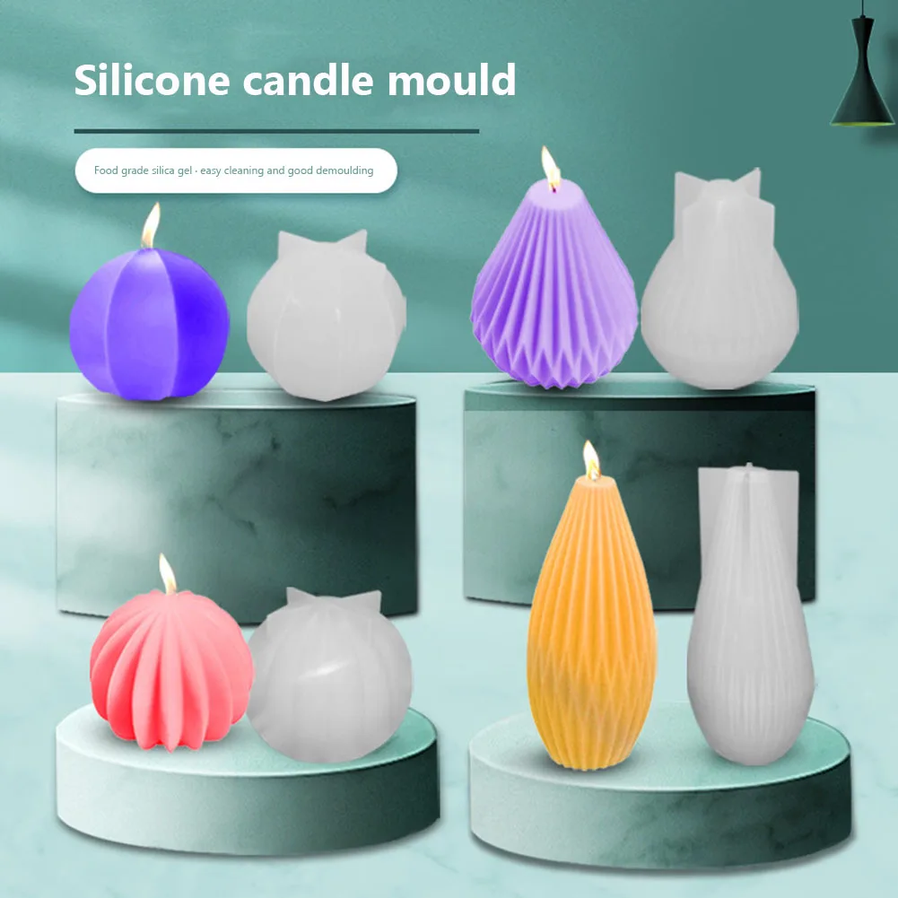 

3D Candle Silicone Mould Geometric Fan Shaped DIY Scented Candle Aromatherapy Plaster Mold for Handmade Ornaments