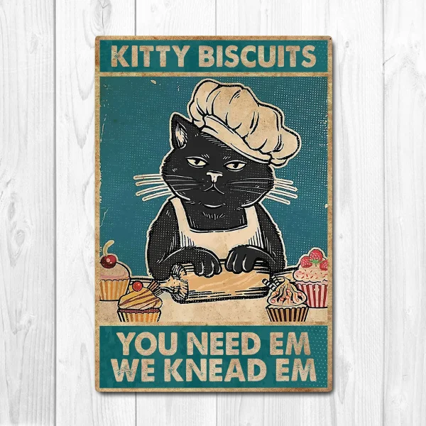 Kitty печенье плакат вам нужно em вымешиваем кошка пижамы для малыша Винтаж