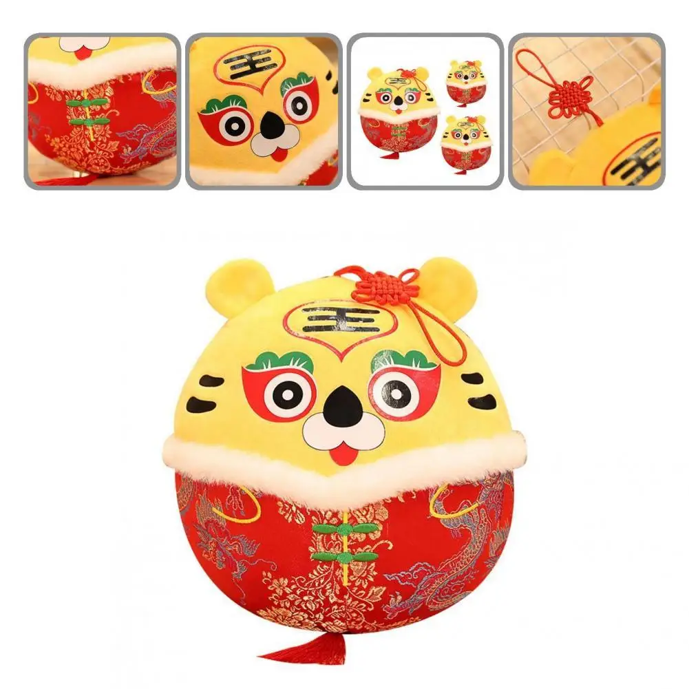 

Finely Stitched Lightweight Round Ball Cute Tiger Stuffed Doll Pendant for Children