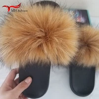 furry fur slides for women wholsale fluffy slippers indoor shoes fake fox fur flip flops faux sandanls flat dropshopping