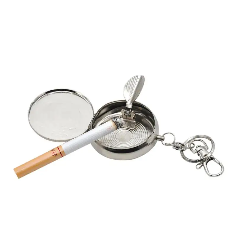 

1PCS Mini Stainless Steel Pocket Ashtray Vehicle Cigarette Ashtray Portable Ashtray With Key Chain